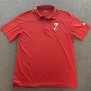 Under Armour Philadelphia Phillies Polo Shirt Size Large - PHL MLB Baseball Mens